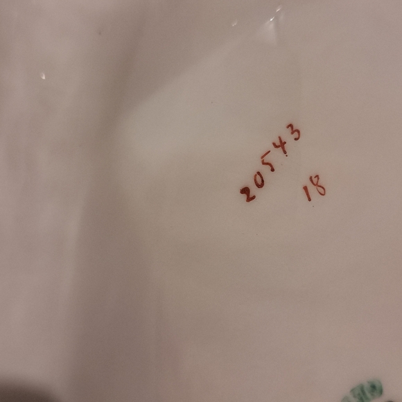 Antique C.T. German divided bowl with handle, green, and gold. - Picture 3 of 15